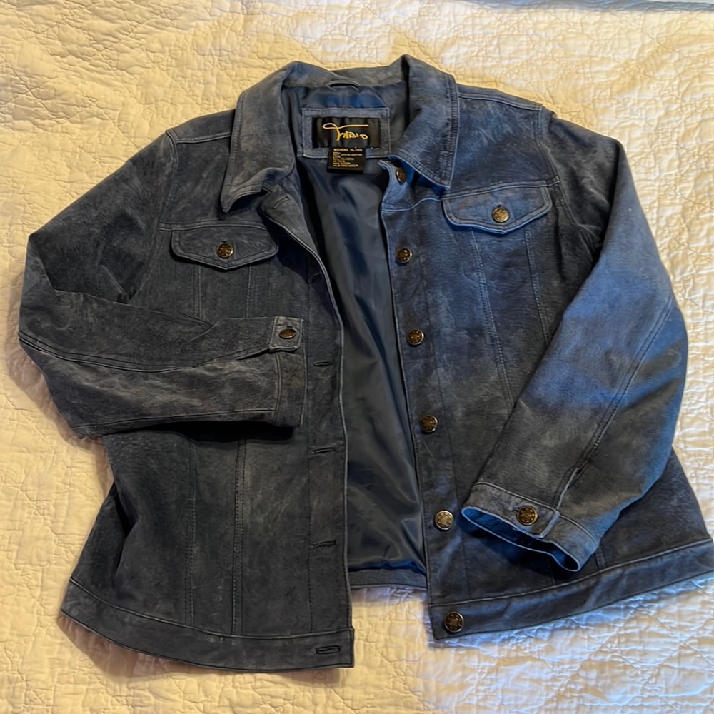 Vintage Fabio Blue suede jacket women’s XL washable in great shape liner too